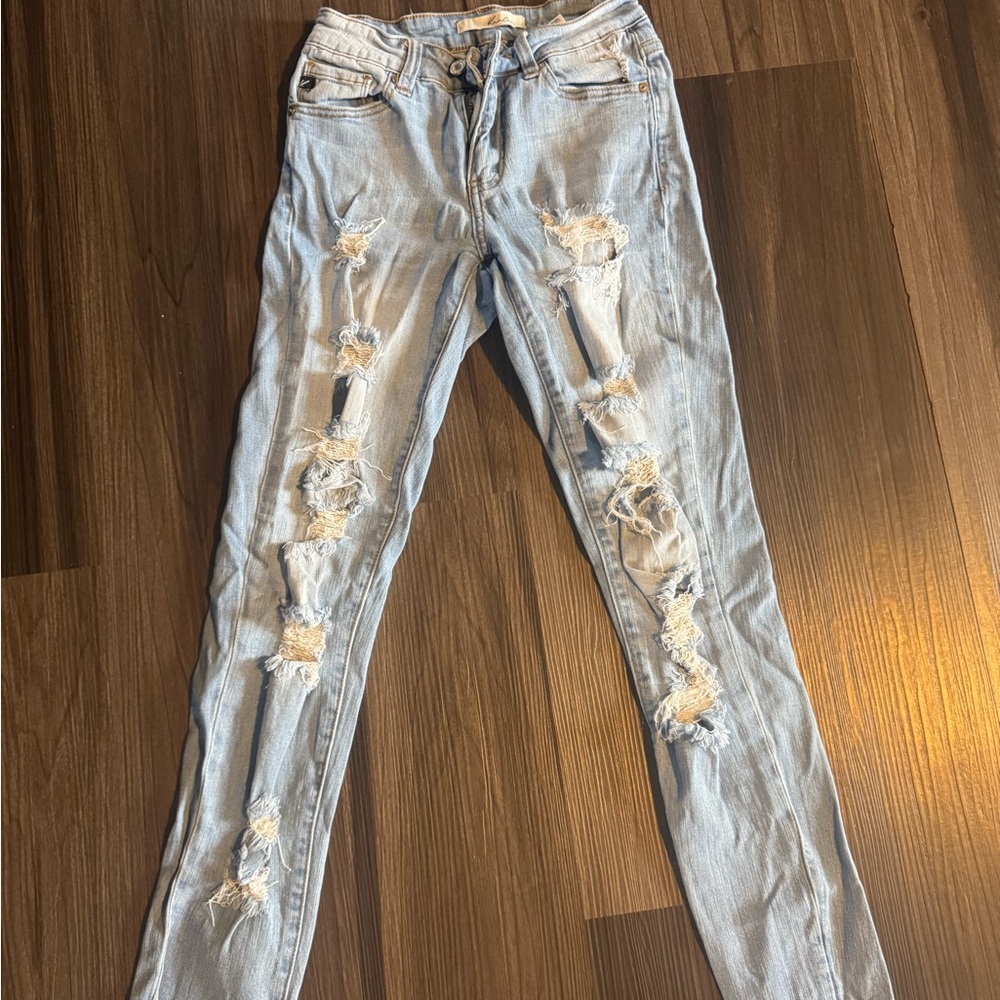 Light Blue Distressed Women’s Skinny Jeans